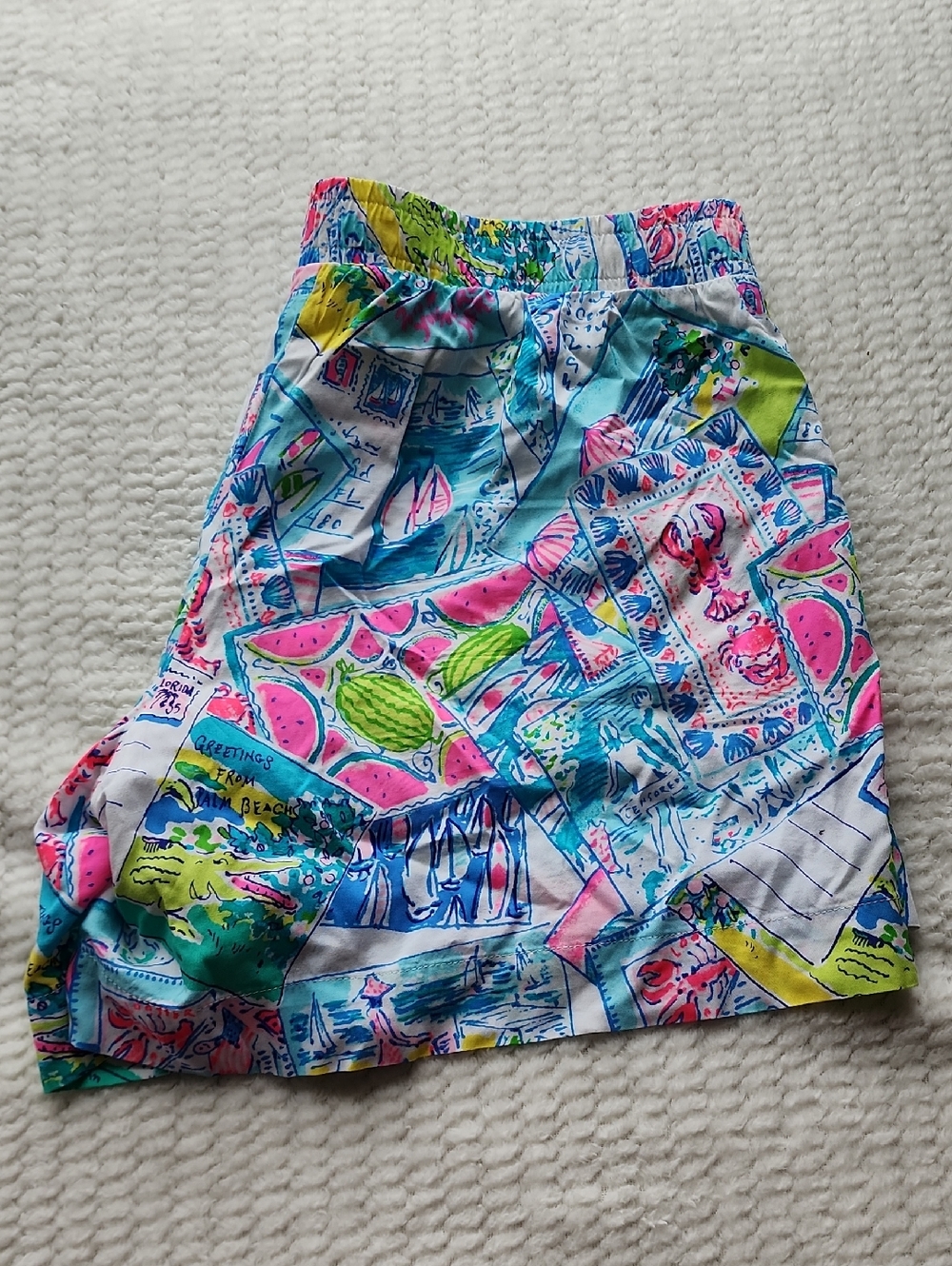 Lilly Pulitzer Colorful Tropical Print Shorts Aqua, Pink & Green